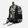 School backpack from textiles 2 departments with lightning, external pocket, gray/green color