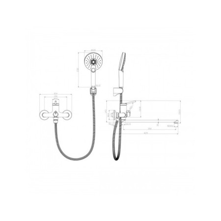 Lemark Minima LM3851C bathtub mixer, single -legged, excess length 350 mm, watering can, chrome-1