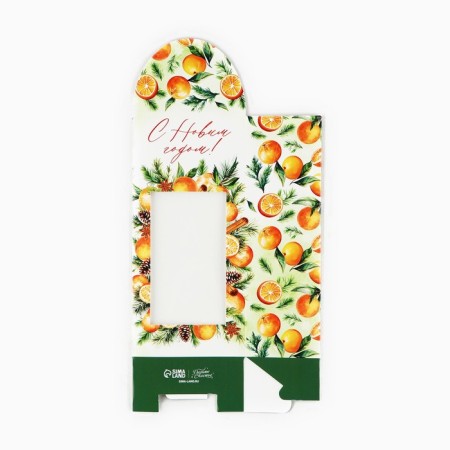 Folding box “Happy New Year!”, Mandarins, 9 x 19 x 6 cm, New Year-4