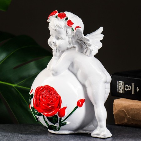 Figure "Angel on a ball with a rose" 18x14cm-3