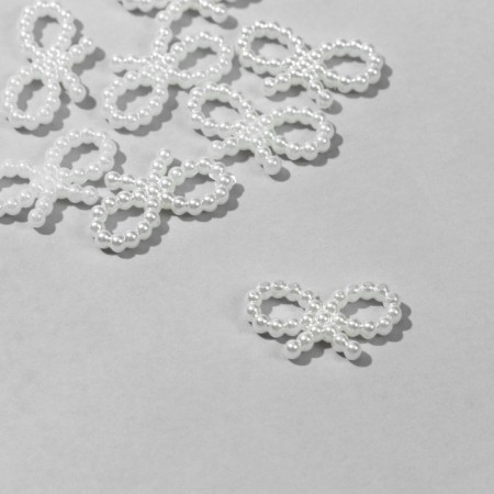 Plastic "pearls" Bow 1.8 × 1 × 0.2 cm, (set 10 g), white color