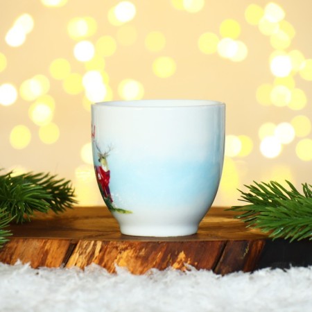 Happy New Year ceramics set, 180 ml mug, 2 pcs, spoon 2 pcs, white color-5