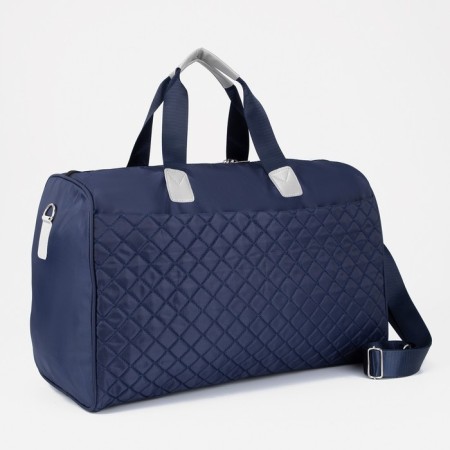 Road bag on lightning, outer pocket, long belt, suitcase holder, blue color