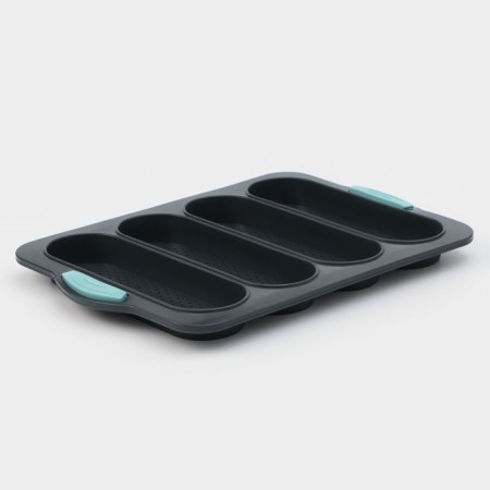 Silicone form for baking with perforation "Bread", 34.5 × 23.5 × 2.5 cm, 4 cells (20 × 6.2 × 2.4 cm), color gray color-2