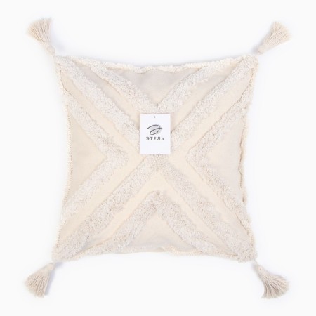 Decorative pillowcase "Ethel" BOHO, 45x45 cm, milk color, 100% cotton-4