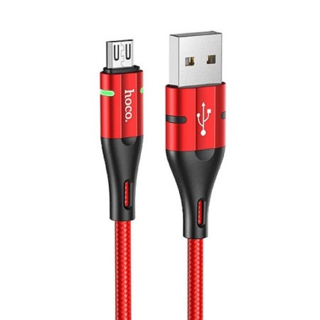 Hoco U93 cable, USB - Microusb, 2.4 a, 1.2 m, indicator, red-1