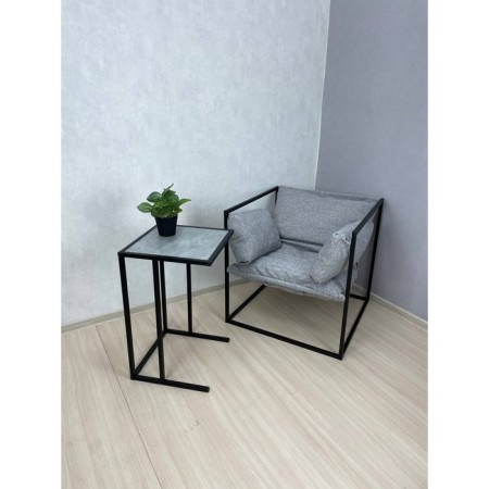 Table Mini, 400x400x650, Black Muar/Metropolitan Gray-2