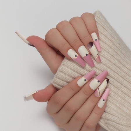 Line overhead nails, 12 pcs, with adhesive plates, ballerina shape, multi -colored-9