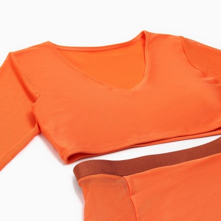 Separate female swimsuit with long sleeves minku ts. Orange, size 48-8