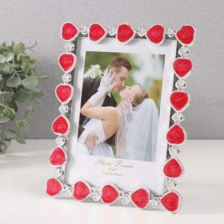 Photo frame plastic for metal 13x18 cm "Red Hearts" Emal 1.3x20.3x16.2 cm-1