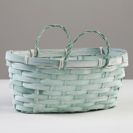 Wicker basket, d26 x 13 x 11 cm, green, bamboo