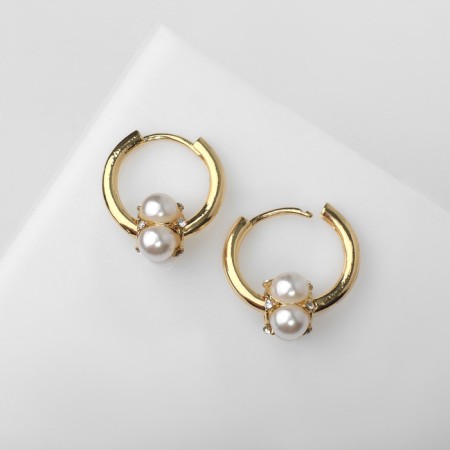 Earrings with pearls "bead" miniature, color gold-2