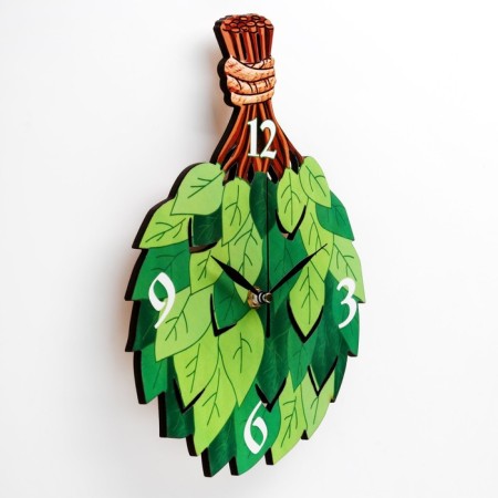 Wall clock, series: bath, "broom", discrete move, 21 x 28 cm-1