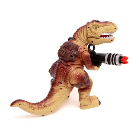 The dinosaur radio-controlled T-Rex, shoots missiles, works from batteries, brown color-2