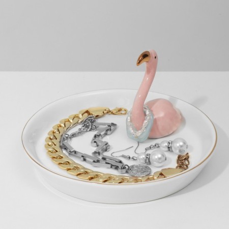Starrier Universal Ceramics "Flamingo" 14 × 11.5, white-pink color-3