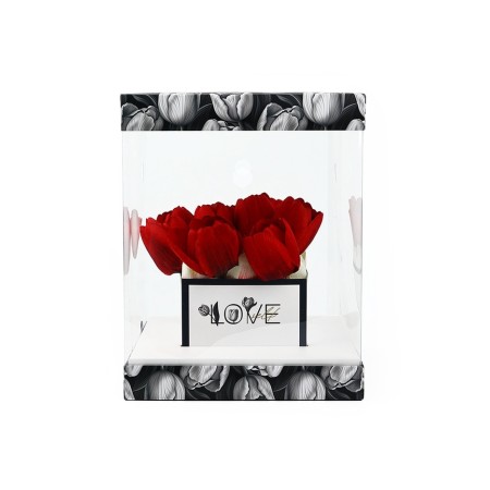 Box with a vase and PVC windows folding “black and white aesthetics”, 23 x 30 x 23 cm-4