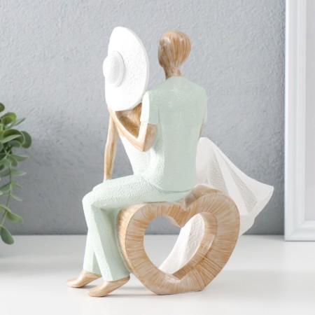 Polystone souvenir "Retro. Lovers sit on the heart" white-green 18x11x23.5 cm-2
