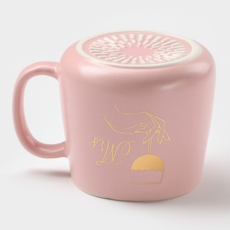 Ceramic mug with a spoon "Mrs.", 380 ml, pink color-5