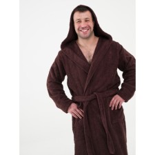 Male dressing gown with a hood, size 52-54, color chocolate
