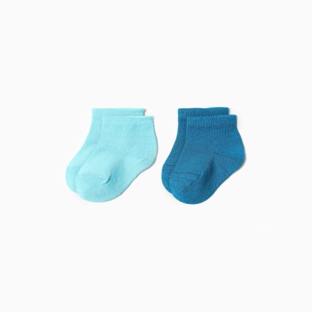 Socks children's cotton (2 pairs), dark turquoise/turquoise color, rr 10-12