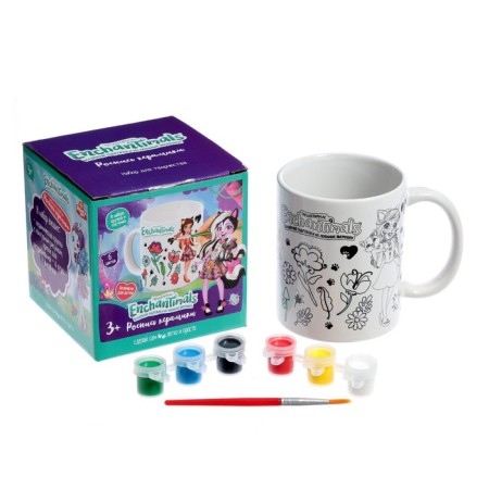 Mug for painting "Enchantimals" paint, brush