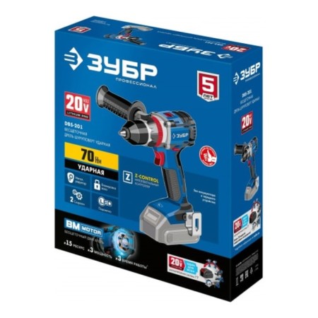 Drill-shuruvret bison DBS-201, shock, without batteries and a ZU, BZP, 1-13 mm, Li-lon, 60 nm-2