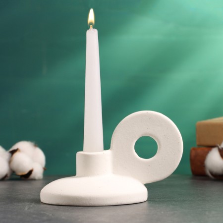 Leo candlestick white sand, 8x13x10cm