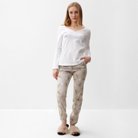 Pajamas female, white/gray color, size 46-48