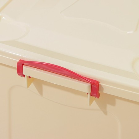 Storage container with a lid 50 l, 59 × 39 × 32 cm, on wheels, ivory color-3