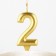 Candle for the cake, the number "2", gold.