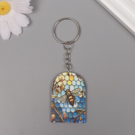 Tail tree "Bee and honeycomb. Stained glass" 4.4x3x0.3 cm