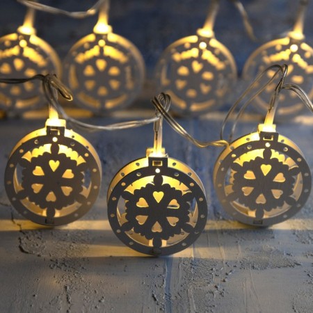 Garland “thread” 2 m with nozzles “snowflake”, ip20, transparent thread, 10 led, warm white glow, aah2
