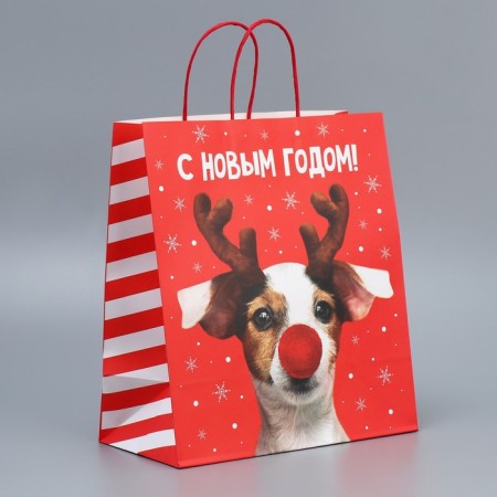 Package Gift craft "Deer you", 28 x 32 x 15 cm, New Year-1