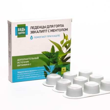 Launders for the throat be healthy! Eucalyptus with menthol, 9 pcs.