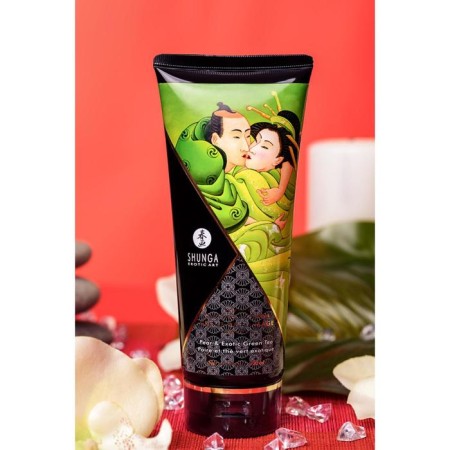 Shunga massage cream "Exotic green tea", edible, 200 ml-6