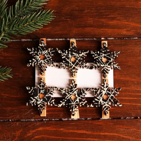 A set of decorative clothespins with “snowflakes” backlight 12 × 8 cm, set 6 pcs.-1