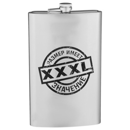 Flaw for alcohol and water "Size", stainless steel, gift, 1.92 l, 64 oz-1