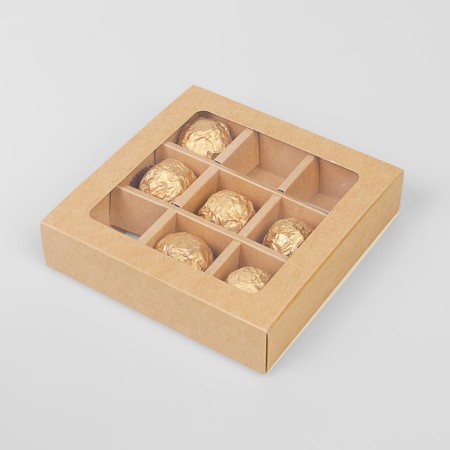 Packaging for sweets, craft, 9 pcs, 13.5 x 13.5 x 3.2 cm-6