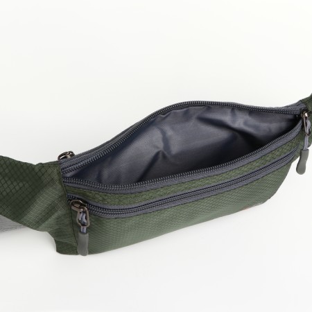 Lightning waist bag, 2 outer pockets, green color-4