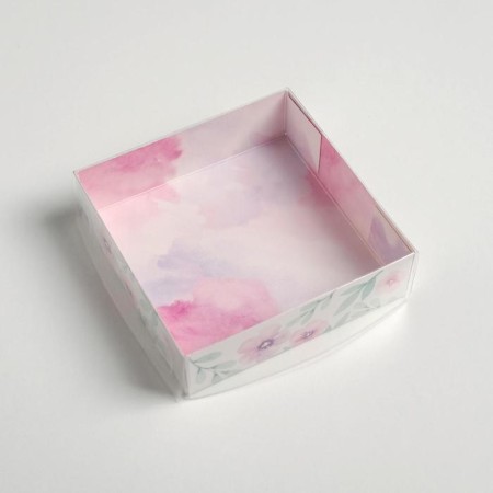 Confectionery packaging, Makarun box with PVC lid, “Spring Gift”, 12 x 12 x 3.5 cm-2