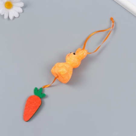 Decor Suspension "Rabbit in sparkles with carrots" 4x3.5x13.5 cm-3