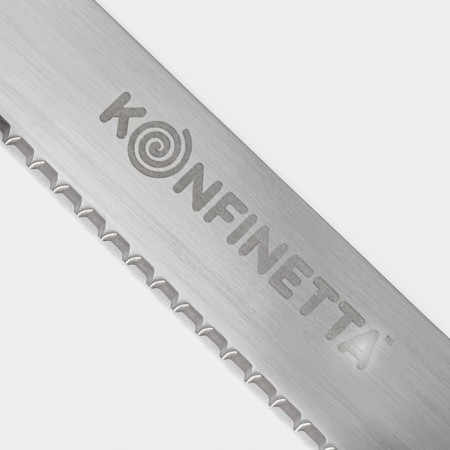 Biscuit knife large teeth, blade length 25 cm, wooden handle, blade thickness 1 mm-3