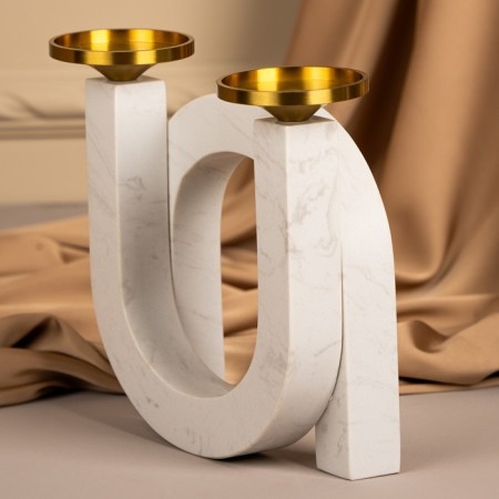 Brass Brass, marble "Camellia" 19 x 18 x 8 cm-18
