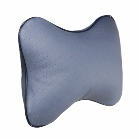 Siger pillow "Automobile Bone", on a car headrest, perforated eco -leather, gray