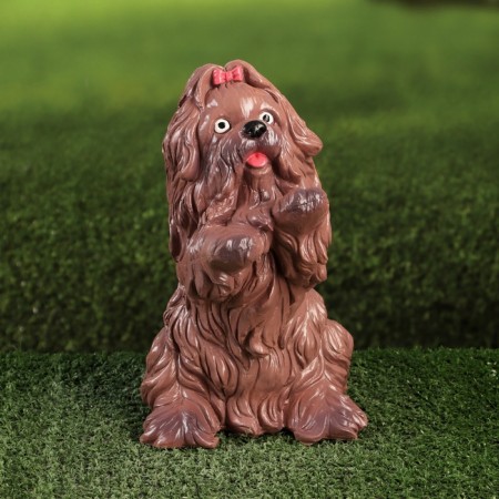 Garden figure "Dog on the hind legs" beige, 25x15x14cm-1