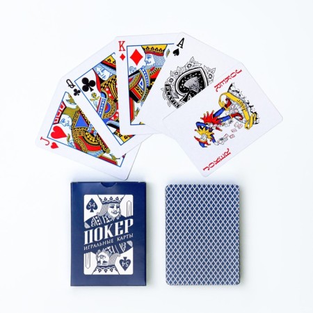 Playing cards "Game time", 54 pcs, blue shirt