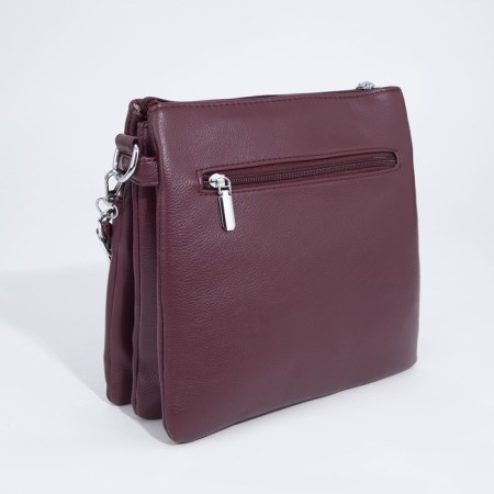 Cross-Bodi bag with zipper, burgundy color-2