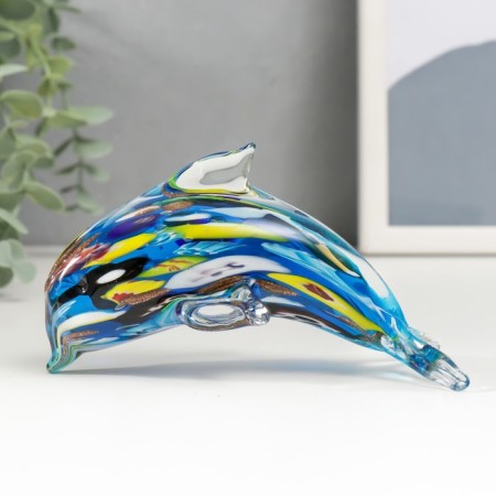Souvenir glass "Dolphin multicolor" under the Muranian glass mix 8.5x12 cm-2