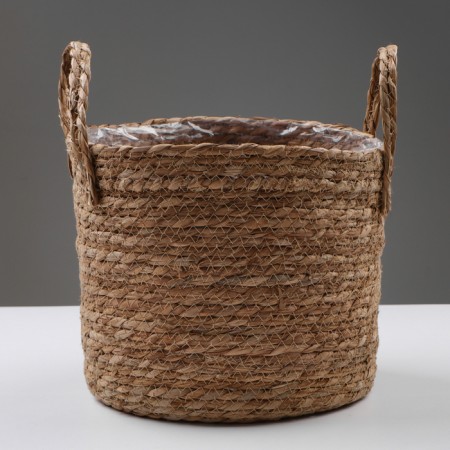 Kashpo wicker "Kenya" cylinder with handles, 25.5x25x23 cm, natural