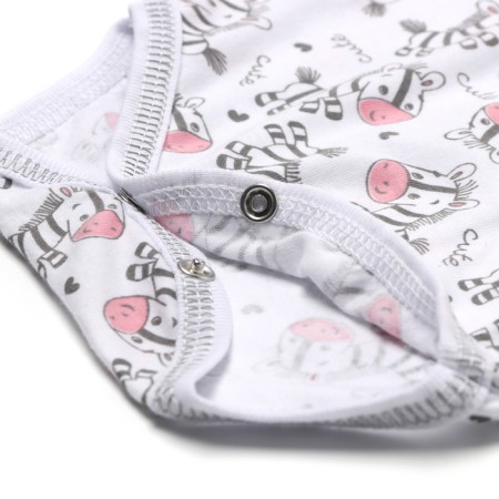 Body baby with short sleeve, pink color/zebras, height 80-3